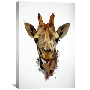 Low Poly Giraffe Light Canvas Art Clock Canvas