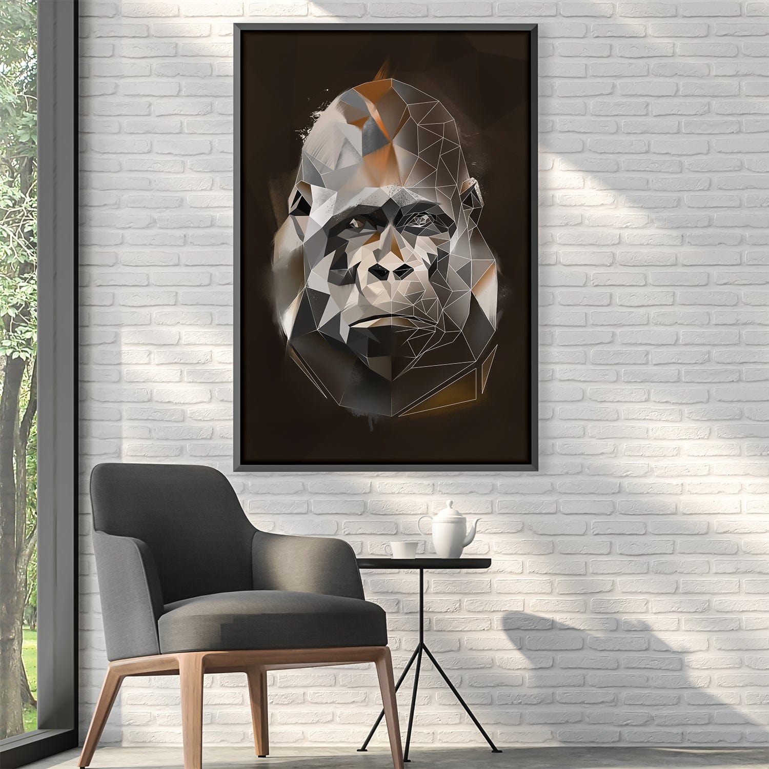 Low Poly Gorilla Dark Canvas product thumbnail