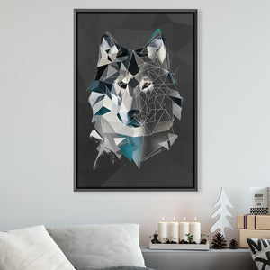 Low Poly Gray Wolf Dark Canvas Art 30 x 45cm / Unframed Canvas Print Clock Canvas