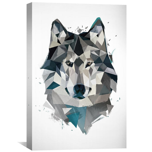 Low Poly Gray Wolf Light Canvas Art Clock Canvas