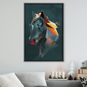 Low Poly Horse Dark Canvas Art 30 x 45cm / Unframed Canvas Print Clock Canvas