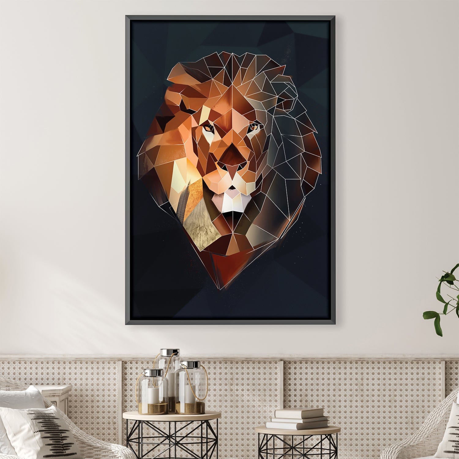 Low Poly Lion Dark Canvas product thumbnail