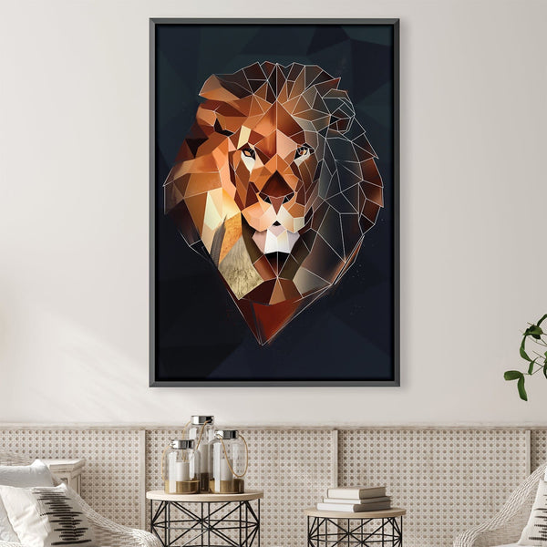 Low Poly Lion Dark Canvas Art 30 x 45cm / Unframed Canvas Print Clock Canvas