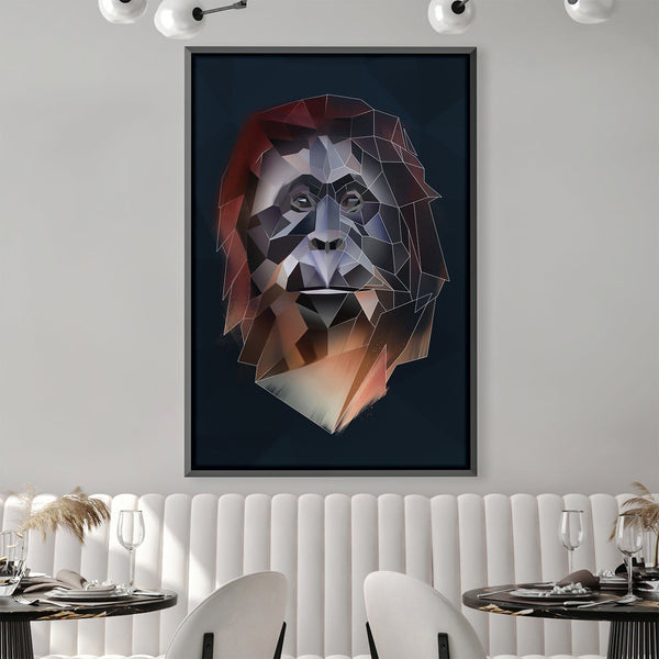 Low Poly Orangutan Dark Canvas Art 30 x 45cm / Unframed Canvas Print Clock Canvas