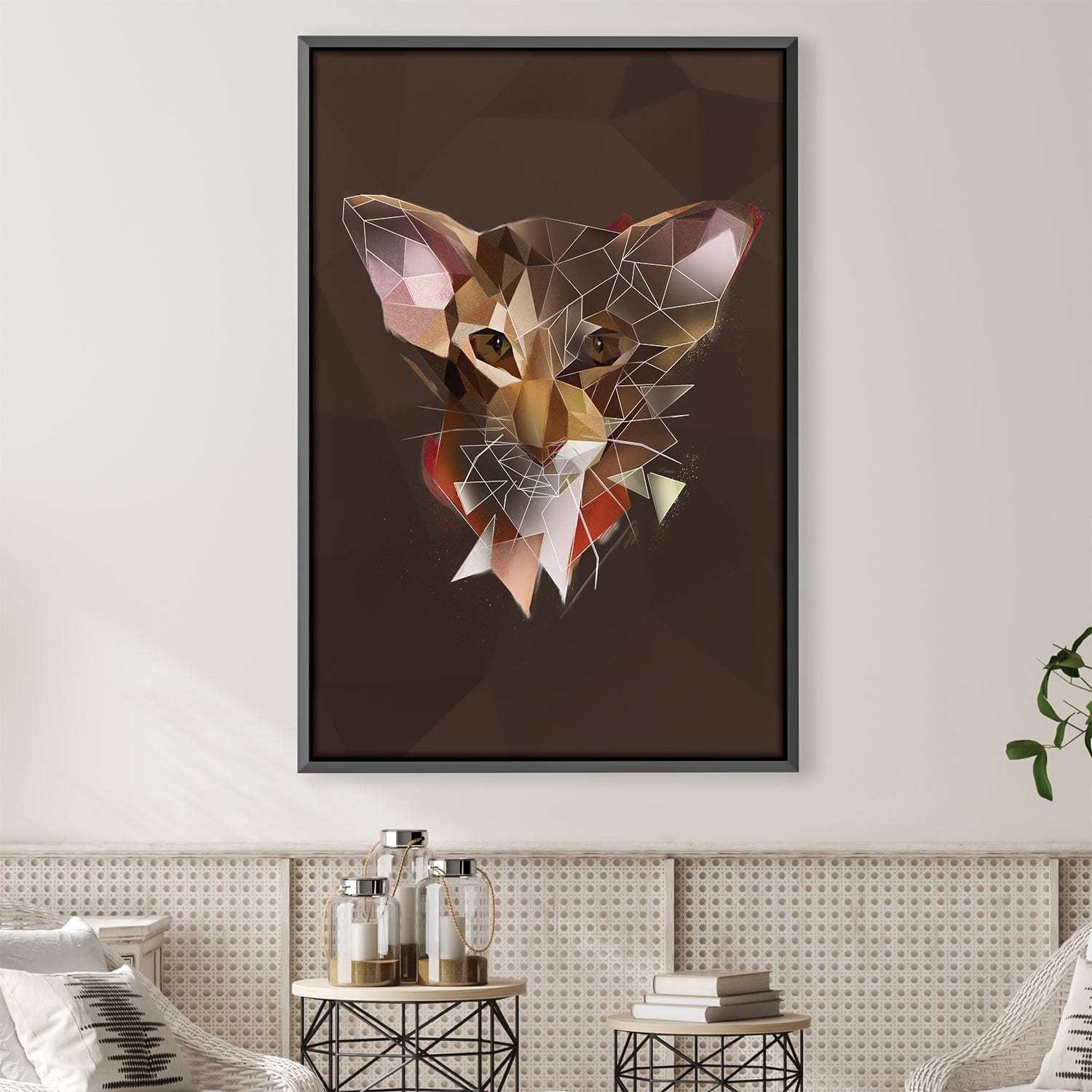 Low Poly Oriental Cat Dark Canvas product thumbnail