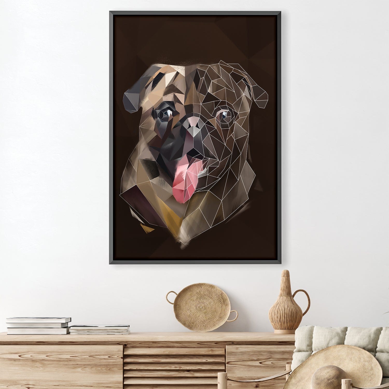 Low Poly Pug Dark Canvas product thumbnail