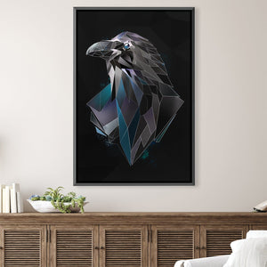 Low Poly Raven Dark Canvas Art 30 x 45cm / Unframed Canvas Print Clock Canvas