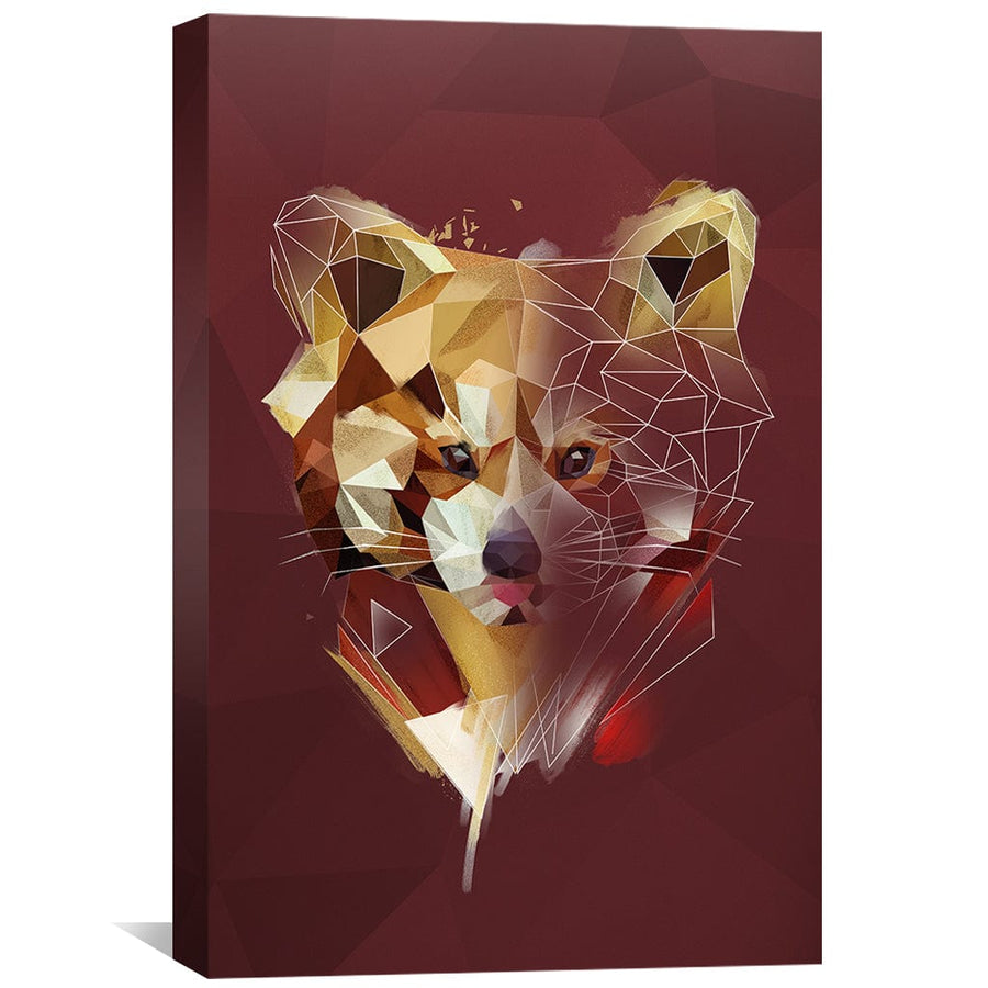 Low Poly Red Panda 2 Dark Canvas Art Clock Canvas