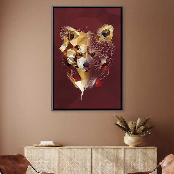 Low Poly Red Panda 2 Dark Canvas Art 30 x 45cm / Unframed Canvas Print Clock Canvas