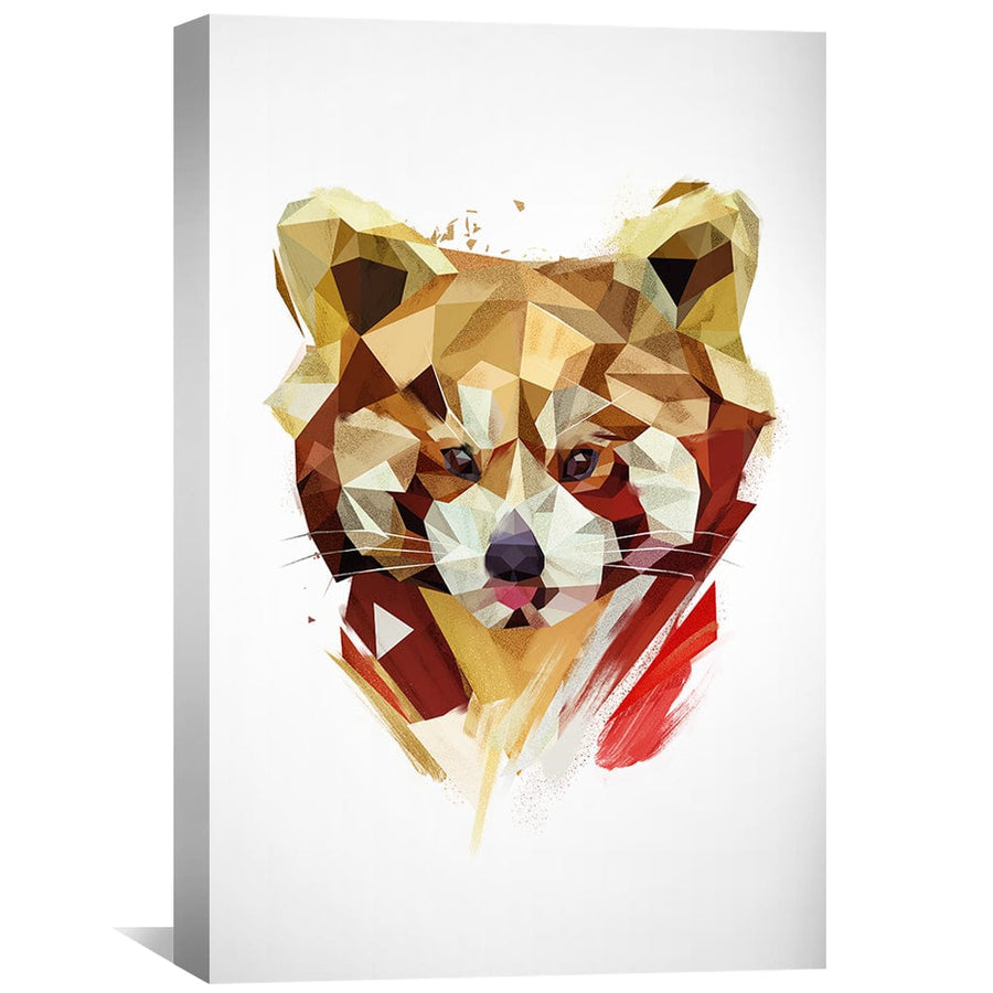 Low Poly Red Panda 2 Light Canvas Art Clock Canvas