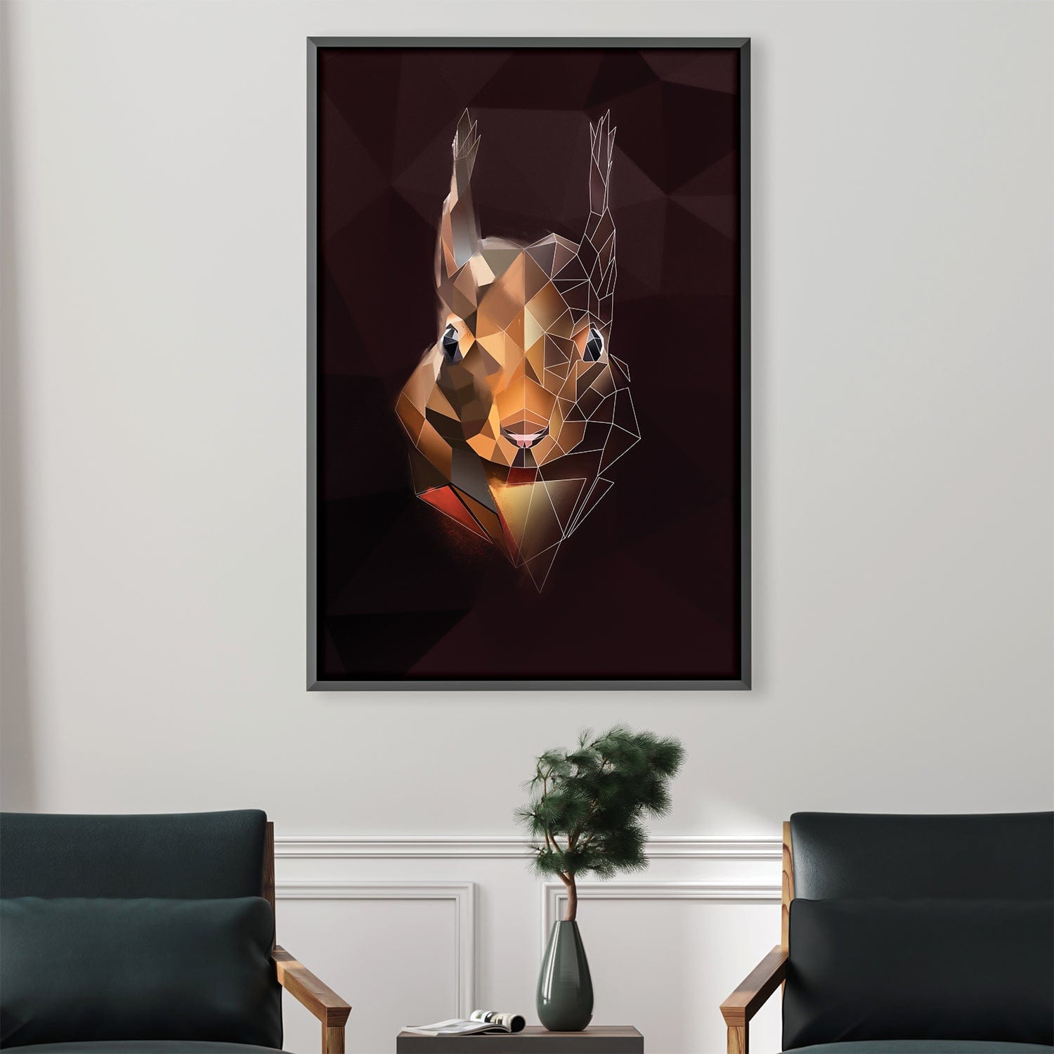 Low Poly Squirrel Dark Canvas product thumbnail