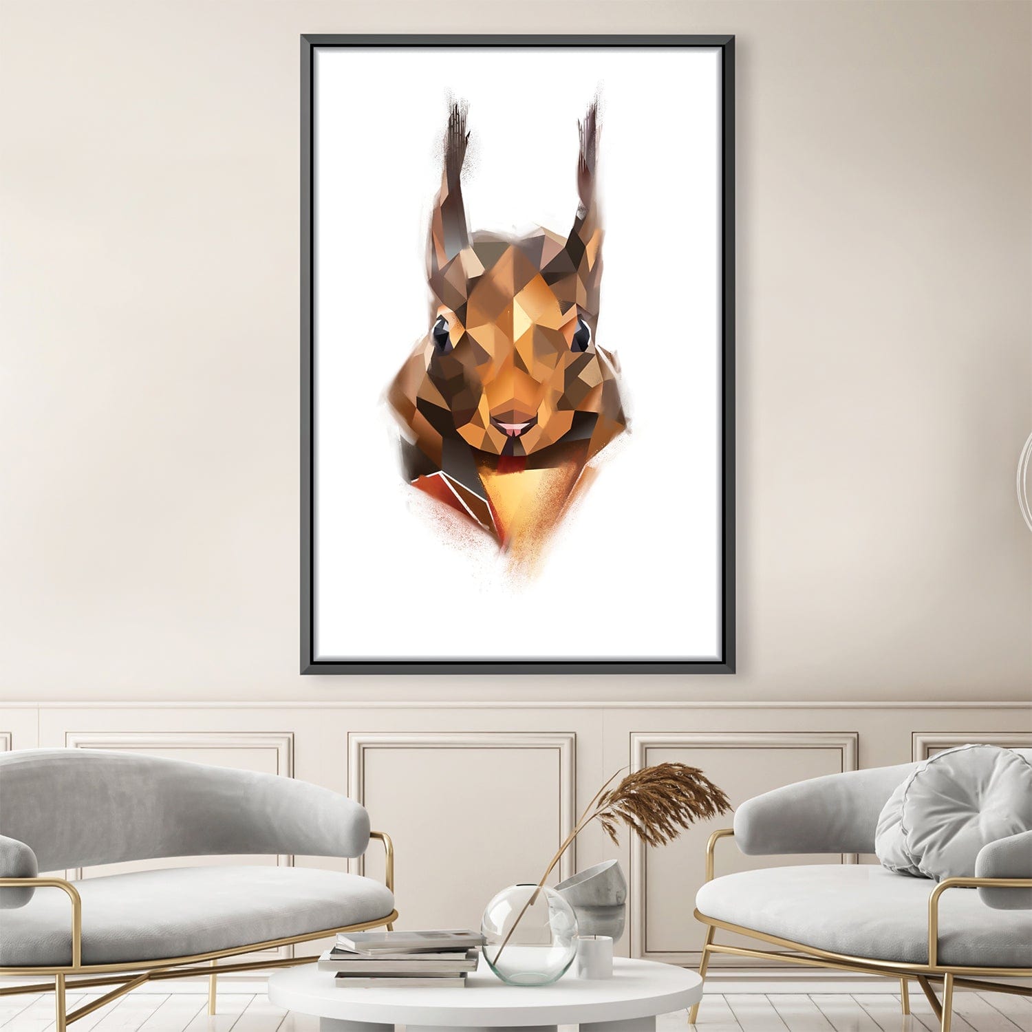 Low Poly Squirrel Light Canvas Art 30 x 45cm / Unframed Canvas Print Clock Canvas