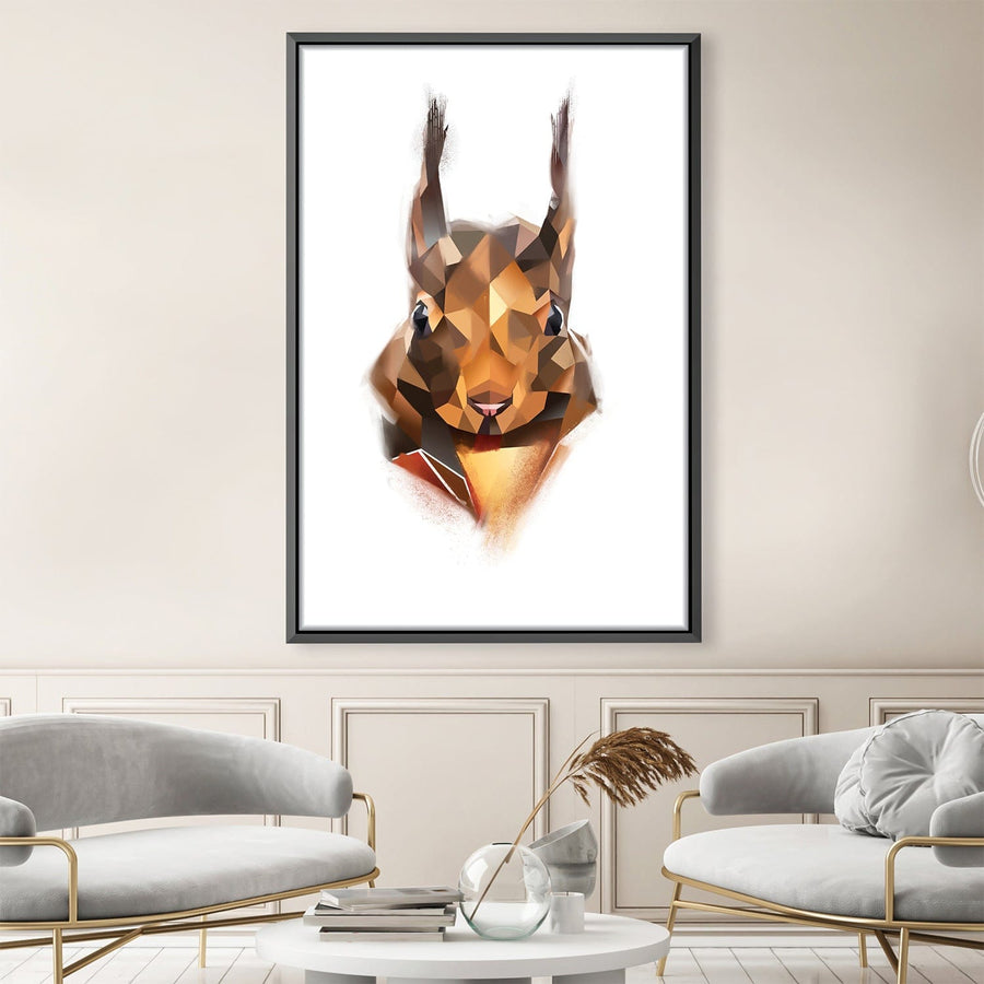 Low Poly Squirrel Light Canvas Art 30 x 45cm / Unframed Canvas Print Clock Canvas