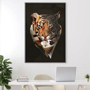 Low Poly Tiger Dark Canvas Art 30 x 45cm / Unframed Canvas Print Clock Canvas