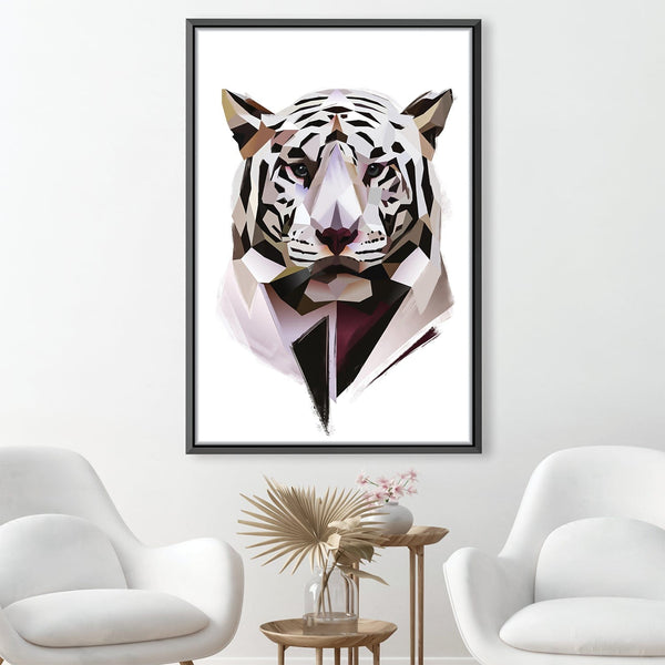 Low Poly White Tiger Light Canvas Art 30 x 45cm / Unframed Canvas Print Clock Canvas