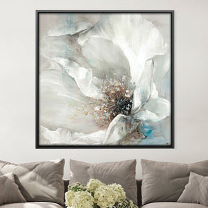 Majestic White Flower Oil Painting Oil 30 x 30cm / Oil Painting Clock Canvas
