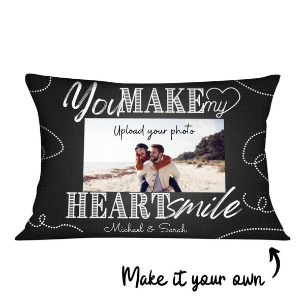 Make My Heart Smile Cushion Customizer Landscape Cushion / Polyester Linen / 48 x 33cm Clock Canvas