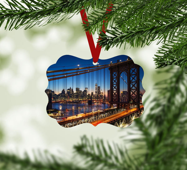 Manhattan Bridge Ornament Christmas Ornament Victorian 10.8 x 8cm Clock Canvas