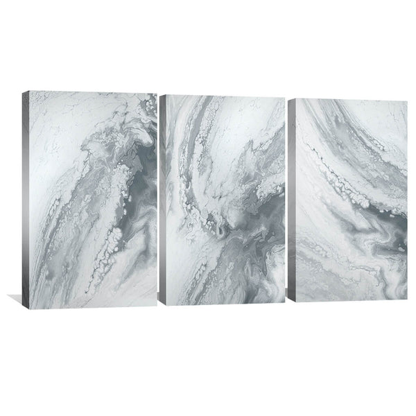 Marble Grey Canvas Art Set of 3 / 30 x 45cm / Unframed Canvas Print Clock Canvas