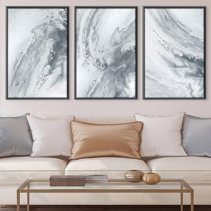 Marble Grey Canvas Art Clock Canvas