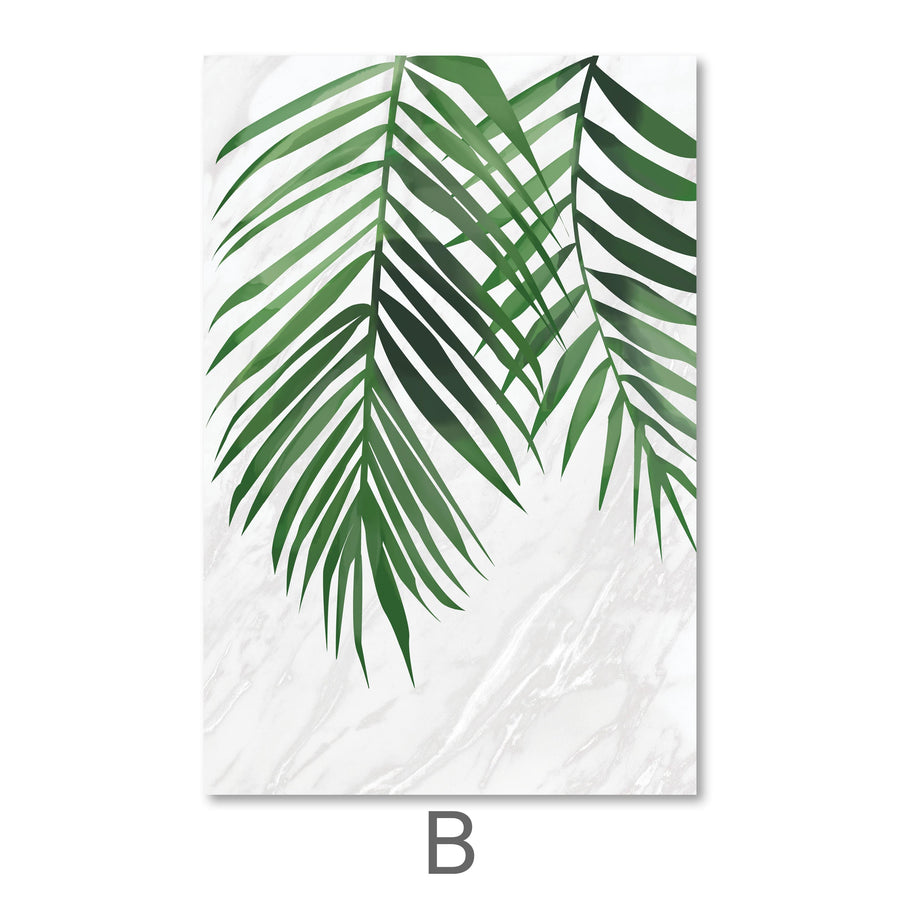 Marble Tropical Leaf Canvas Art B / 40 x 50cm / No Board - Canvas Print Only Clock Canvas