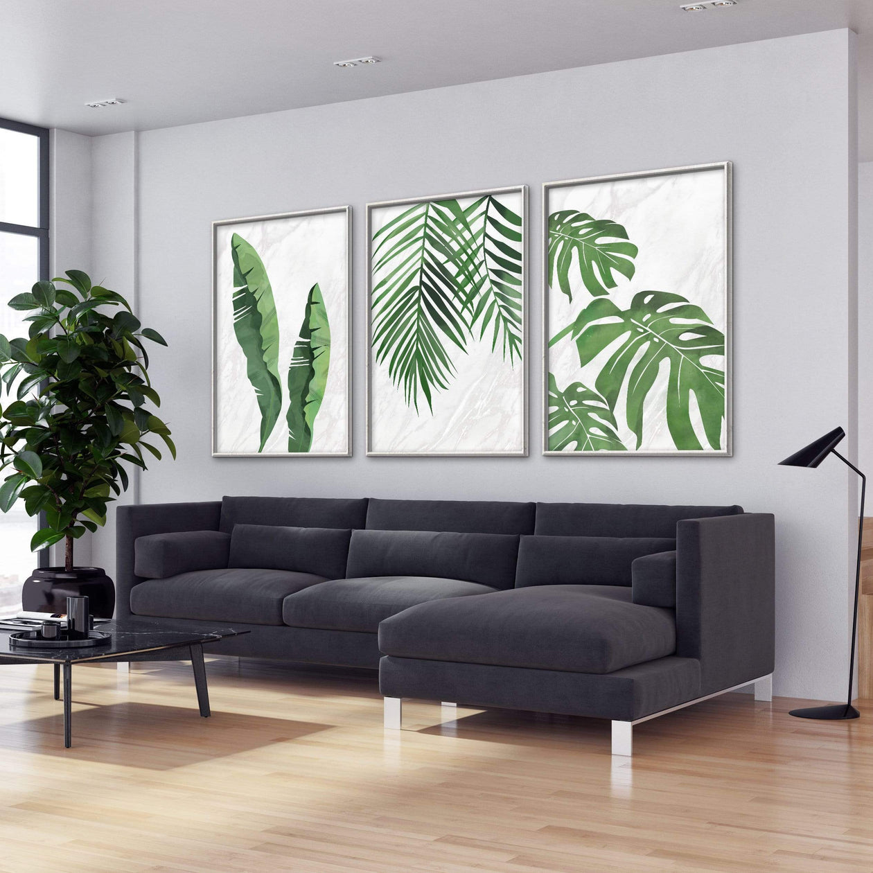 Marble Tropical Leaf Canvas – ClockCanvas