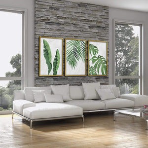 Marble Tropical Leaf Canvas Art Clock Canvas