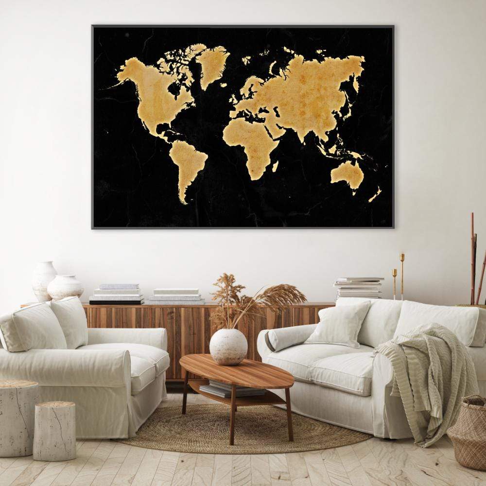 Marble World Map Canvas Art Clock Canvas
