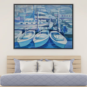 Marina in Blue Canvas Art Clock Canvas