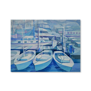 Marina in Blue Canvas Art Clock Canvas
