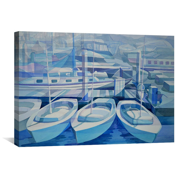 Marina in Blue Canvas Art 45 x 30cm / Unframed Canvas Print Clock Canvas