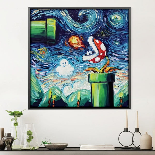 Mario Van Gogh Canvas Art Clock Canvas
