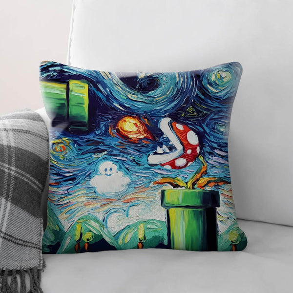 Mario Van Gogh Cushion Cushion Cushion Square Clock Canvas