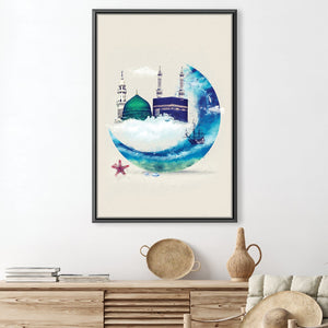 Masjidul Nabavi and Masjidul Haram 4A Canvas Art 30 x 45cm / Unframed Canvas Print Clock Canvas