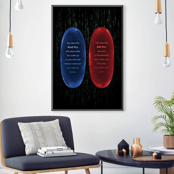 Matrix Red Blue Canvas Art 30 x 45cm / Unframed Canvas Print Clock Canvas