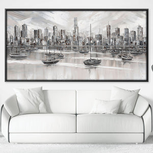 Melbourne City Skyline Canvas Art 50 x 25cm / Unframed Canvas Print Clock Canvas