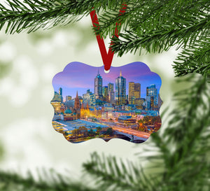 Melbourne Skyline Ornament Christmas Ornament Victorian 10.8 x 8cm Clock Canvas