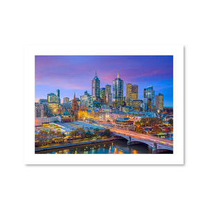 Melbourne Skyline Print Art Clock Canvas