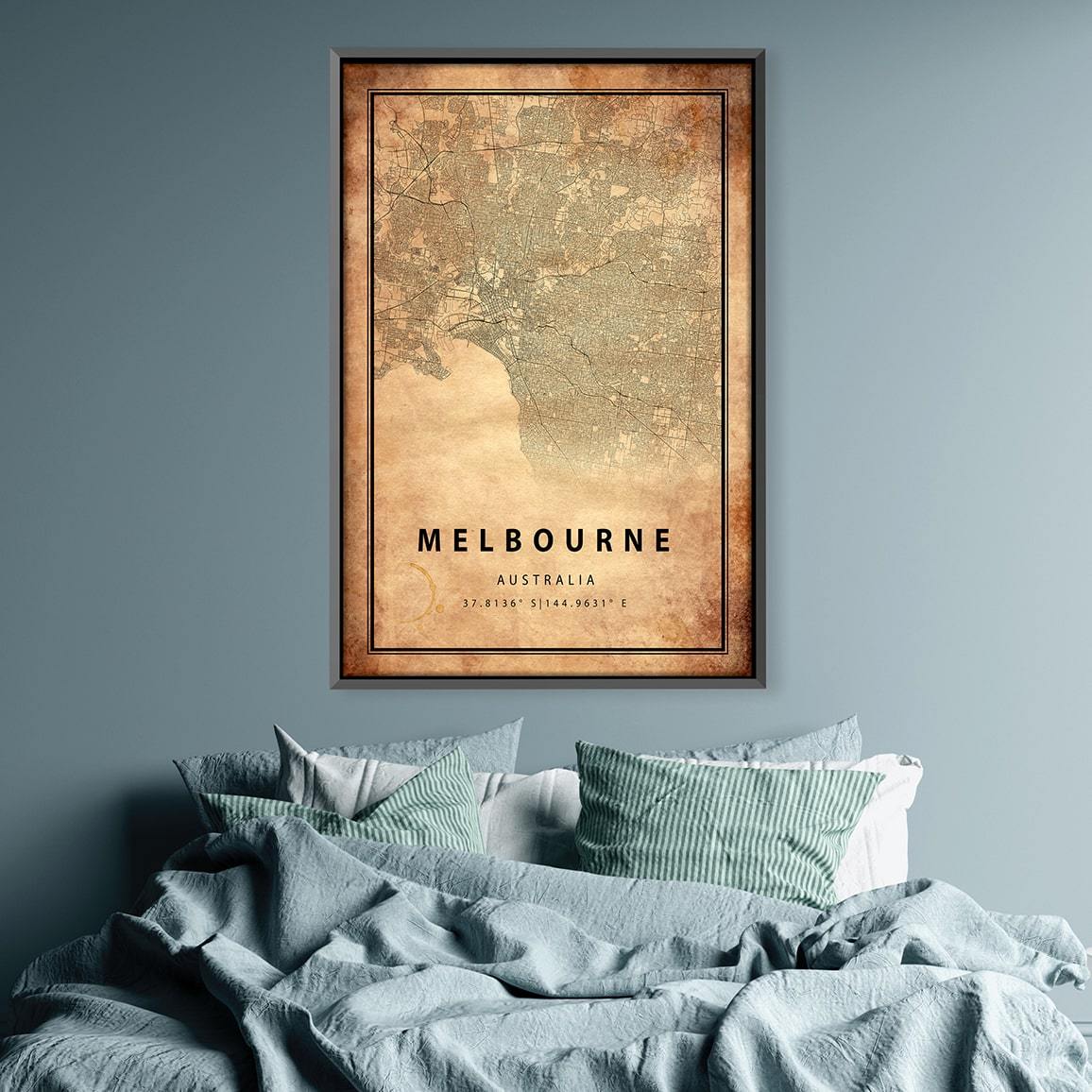 Melbourne Vintage Map Canvas Art Clock Canvas