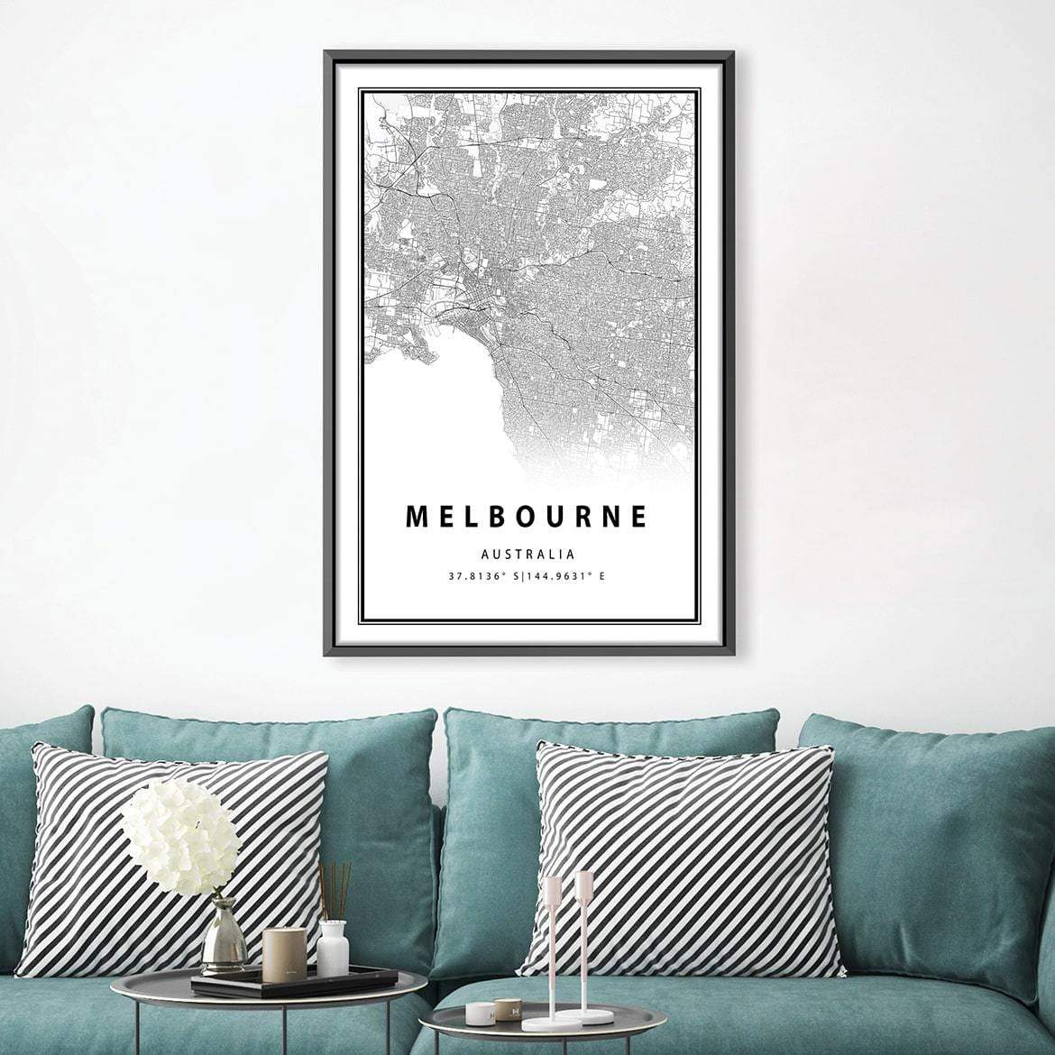 Melbourne White Map Canvas product thumbnail