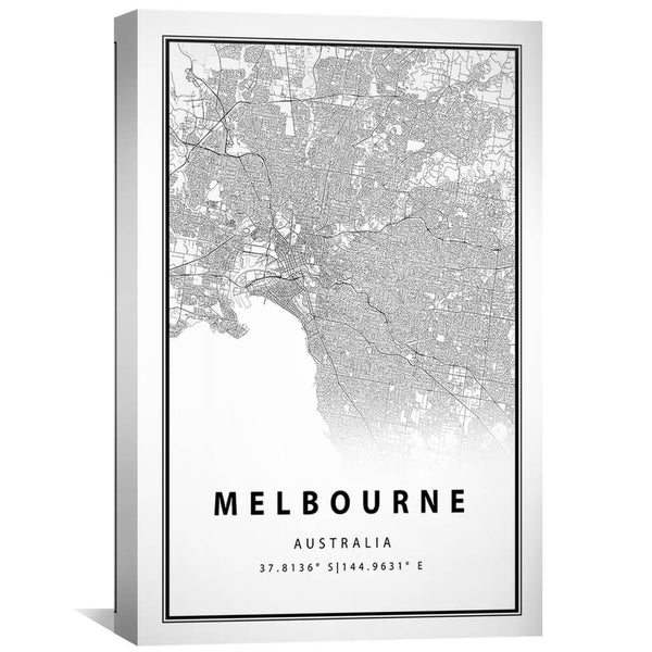 Melbourne White Map Canvas Art Clock Canvas