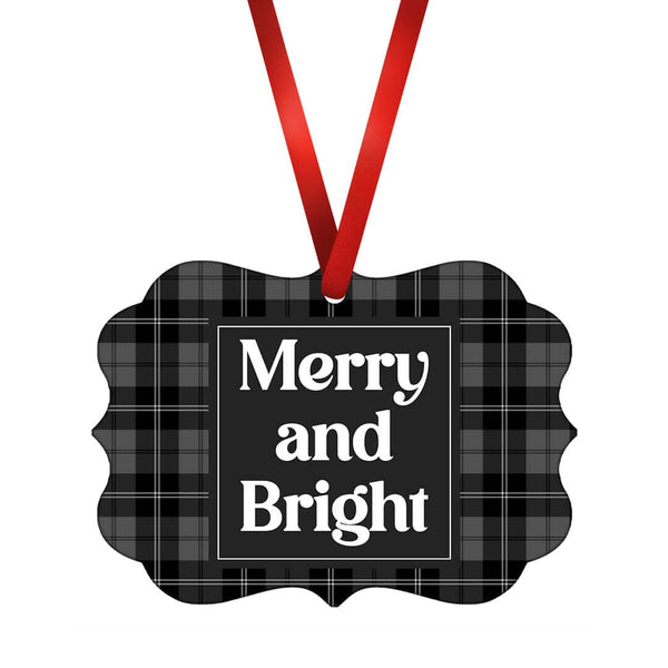 Merry and Bright Plaid Ornament Christmas Ornament Victorian 10.8 x 8cm Clock Canvas