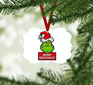 Merry Grinchmas Ornament Christmas Ornament Victorian 10.8 x 8cm Clock Canvas