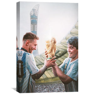 Messi and Maradona Champions Canvas Art Clock Canvas