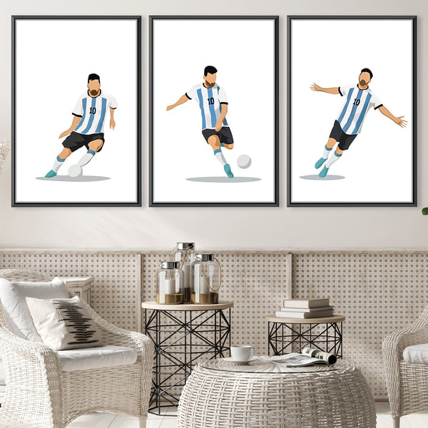 Messi Angles Canvas Art Set of 3 / 30 x 45cm / Unframed Canvas Print Clock Canvas