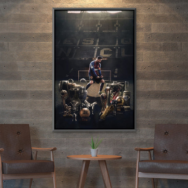 Messi Trophies Canvas Art 30 x 45cm / Unframed Canvas Print Clock Canvas