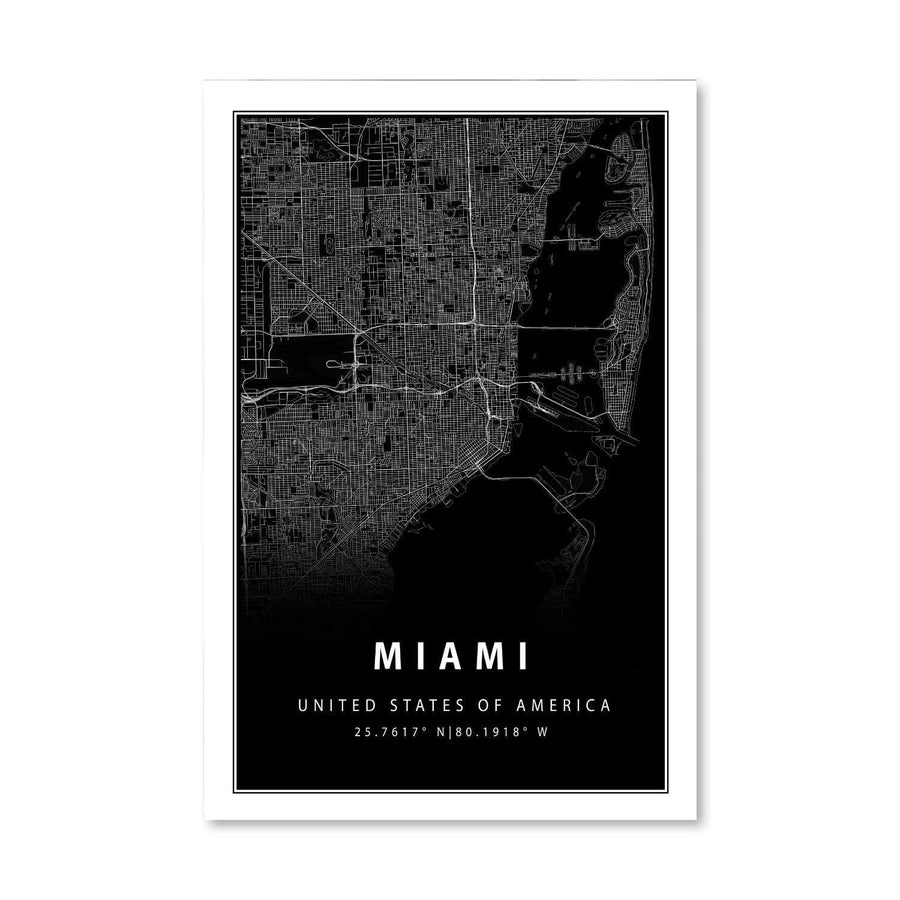 Miami Black Canvas Art Clock Canvas
