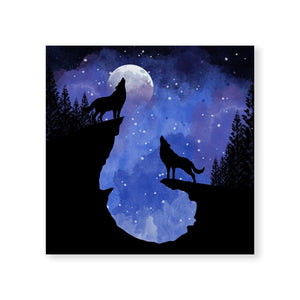 Midnight Moon Wolves Canvas Art Clock Canvas