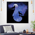 Midnight Moon Wolves Canvas Art Clock Canvas