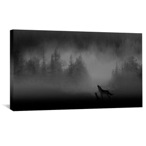 Midnight Wolves Canvas Art 50 x 25cm / Unframed Canvas Print Clock Canvas